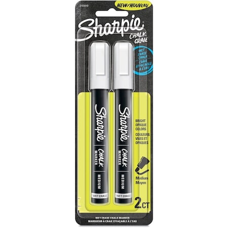 Sharpie Marker, Wet Erase, Chalk, 2/PK, White PK SAN2103010